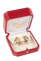 CARTIER: A PAIR OF VINTAGE TRINITY HOOP EARRINGS