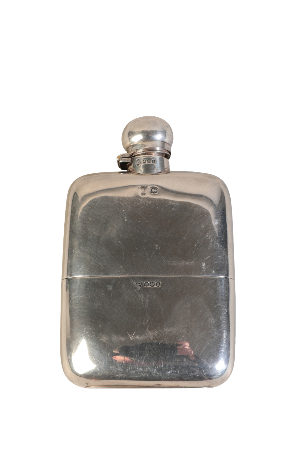 A LARGE GEORGE V SILVER HIP FLASK - Image 2 of 3