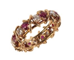 A RUBY AND DIAMOND ETERNITY RING
