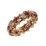 A RUBY AND DIAMOND ETERNITY RING