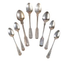 A SET OF FOUR VICTORIAN SILVER BRIGHT CUT OLD ENGLISH PATTERN TEASPOONS