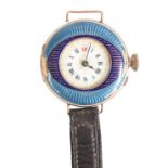 A LADY'S ANTIQUE ENAMELLED WRISTWATCH