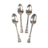 A SET OF FOUR VICTORIAN SILVER KINGS PATTERN TABLE SPOONS