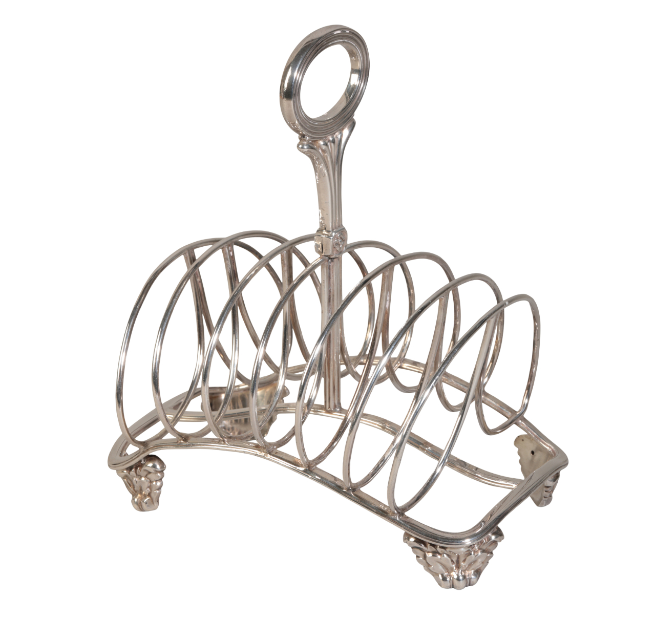 A GEORGE IV SILVER SIX DIVISION TOAST RACK
