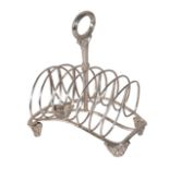 A GEORGE IV SILVER SIX DIVISION TOAST RACK