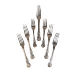 TWO GEORGE IV IRISH SILVER KINGS PATTERN TABLE FORKS