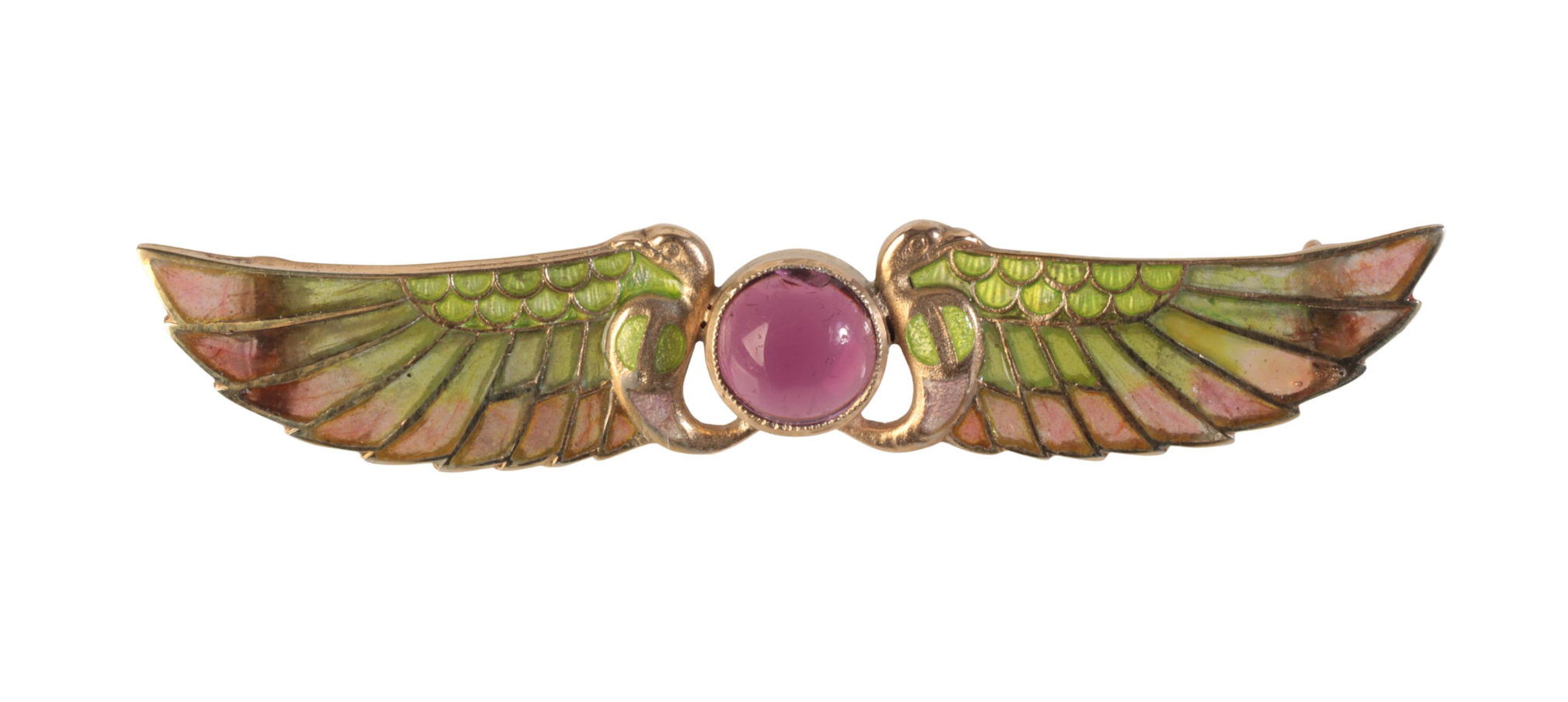 AN ART NOUVEAU PLIQUE-Ã€-JOUR AND TOURMALINE BROOCH