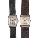 A GENTLEMAN'S SILVER CASE WRISTWATCH