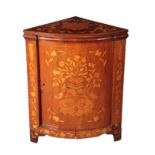 A DUTCH WALNUT AND INLAID MARQUETRY CORNER CUPBOARD