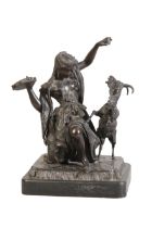 A CONTINENTAL BRONZE GROUP OF "ESMERALDA DANCING WITH GOAT"