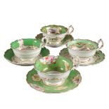 A GROUP OF FOUR H & R DANIEL SHREWSBURY SHAPE TEACUPS AND SAUCERS