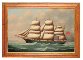 HENRY LOOS (fl. 1870-1894) Study of a fully-rigged ship at sea