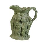 A MINTON GREEN POTTERY 'SILENUS' JUG