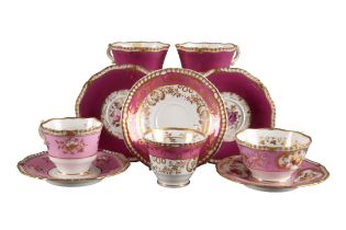 A GROUP OF FOUR H & R DANIEL FIRST GADROON SHAPE CUPS AND SAUCERS