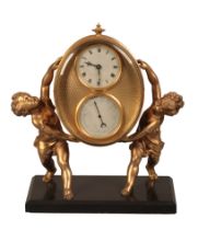 A FRENCH ORMOLU MANTEL TIMEPIECE BAROMETER