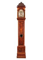 A WALNUT AND MARQUETRY LONGCASE CLOCK BY JONAS BARBER OF RATCLIFFE CROSS, LONDON