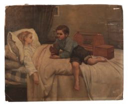 DOROTHY TENNANT, LADY STANLEY (1855-1926) A young boy visiting a sickly girl in her bed