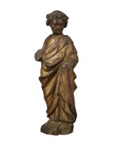 A FRENCH CARVED WALNUT, PARCEL-GILT AND POLYCHROME FIGURE OF SAINT JOHN OF CALVARY