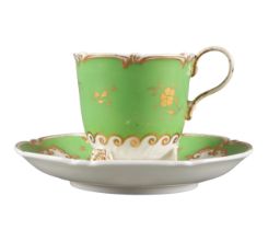 AN H & R DANIEL C-SCROLL CUP AND SAUCER