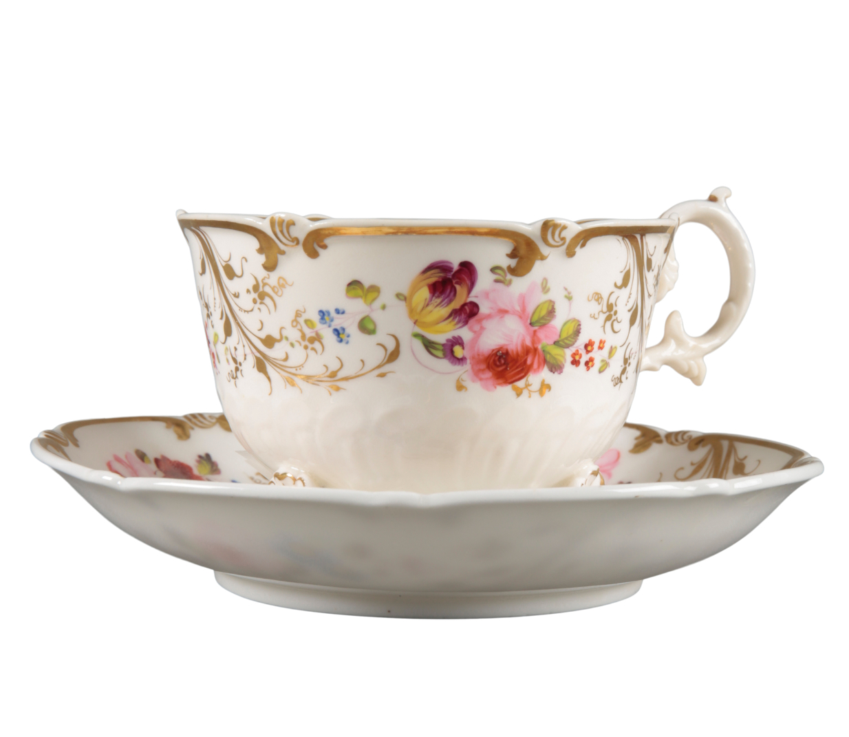 AN H & R DANIEL C-SCROLL CUP AND SAUCER