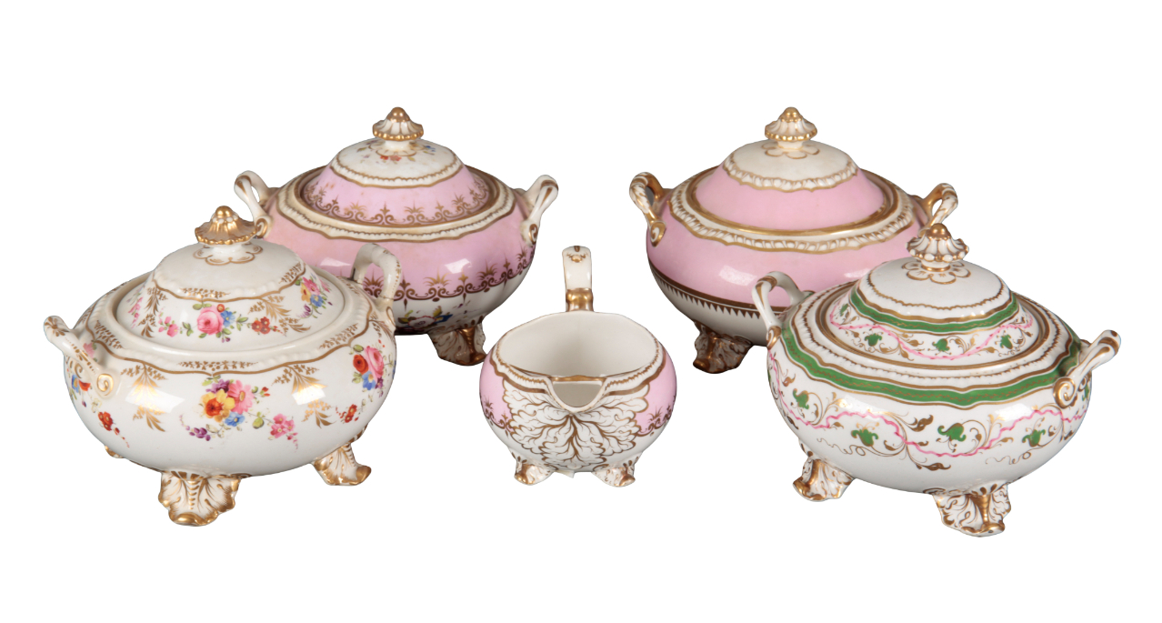 A GROUP OF FOUR H & R DANIEL SECOND GADROON SHAPE SUGAR BOXES