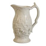 A J & T LOCKETT PALE GREEN POTTERY 'BACCHANALIAN CHERUBS' JUG