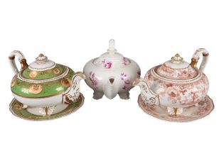 A GROUP OF THREE H & R DANIEL SECOND GADROON SHAPE TEAPOTS