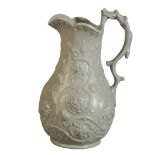 A RIDGWAY & CO PALE GREEN POTTERY 'CHRYSANTHEMUM' JUG