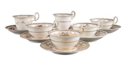 A GROUP OF SIX H & R DANIEL SECOND GADROON SHAPE CUPS AND SAUCERS