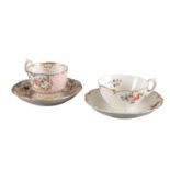 TWO H & R DANIEL MAYFLOWER SHAPED CUPS AND SAUCERS