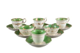 A GROUP OF SIX H & R DANIEL SHELL 'B' PATTERN CUPS AND SAUCERS