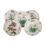 A GROUP OF FIVE H & R DANIEL STONEWARE QUEEN'S SHAPE DESSERT PLATES