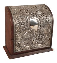 A LATE VICTORIAN SILVER FRONTED STATIONERY BOX