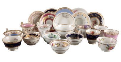 A LARGE COLLECTION OF H & R DANIEL FIRST GADROON AND SECOND GADROON SHAPE CUPS AND SAUCERS