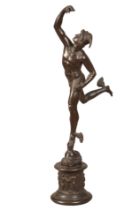 A SPELTER FIGURE OF MERCURY AFTER GIAMBOLOGNA