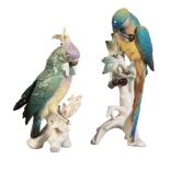 TWO SIMILAR GERMAN PORCELAIN PARROTS BY KARL ENS