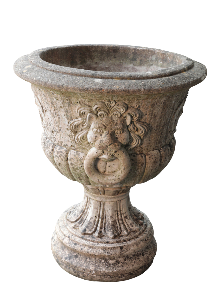 A SET OF FOUR RECONSTITUTED STONE NEO-CLASSICAL URNS - Image 2 of 2