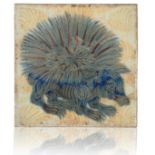 WILLIAM DE MORGAN (1839-1917): A RARE 'TRIPLE LUSTRE' LATE FULHAM PERIOD TILE 'PORCUPINE'