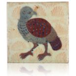 WILLIAM DE MORGAN (1839-1917): A RARE 'TRIPLE LUSTRE' LATE FULHAM PERIOD TILE 'PARTRIDGE'