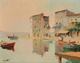 *CECIL ROCHFORT D'OYLY-JOHN (1906-1993) Cote d'Azur harbour scene