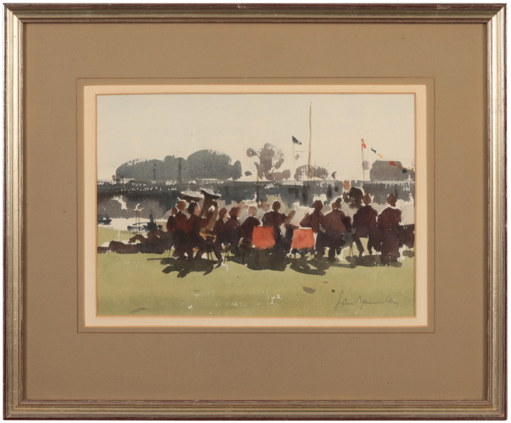 *JOHN YARDLEY (b. 1933) 'The Band at Hampton Yacht Club' - Image 2 of 4