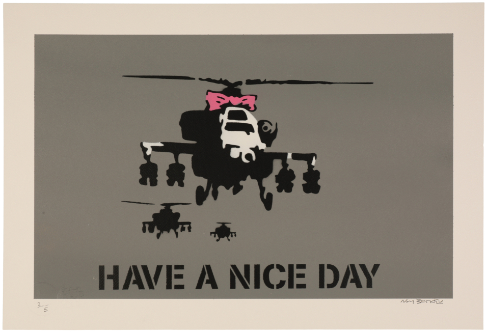 *NOT BANKSY (Contemporary) 'Have a Nice Day - Happy Choppers (Gray)' - Image 2 of 3