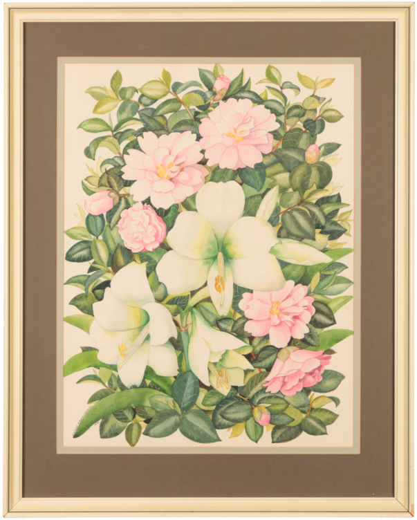 *KATHLEEN MURIEL SCALE (MURIEL HARDING-NEWMAN) (1913-2006) Pink camellia and white amaryllis' - Bild 2 aus 4