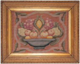 MANNER OF THE OMEGA WORKSHOP: AN EMBROIDERED WOOLWORK PANEL DEPICTING A BOWL OF FRUIT