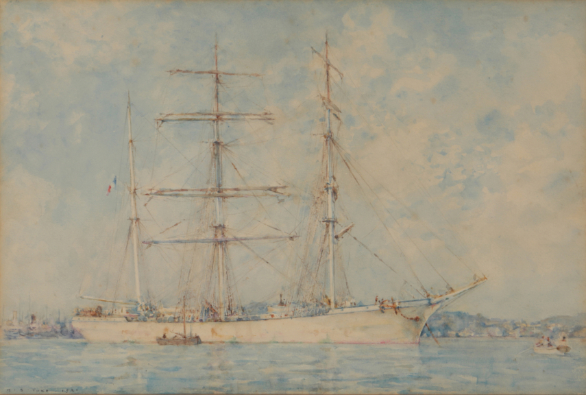 HENRY SCOTT TUKE (1858-1929) 'French Barque at Falmouth'