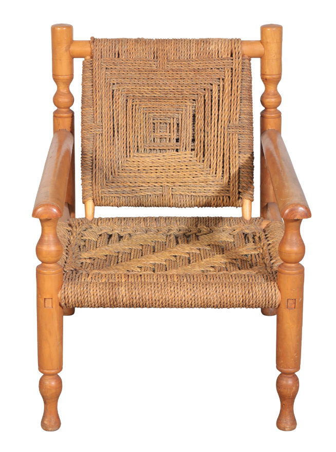 MANNER OF ADRIEN AUDOUX AND FRIDA MINET: A SISAL WEAVE BEECH ELBOW CHAIR - Image 3 of 4