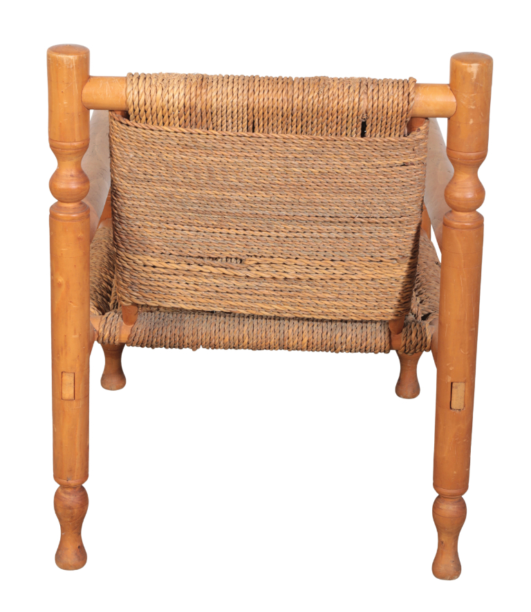 MANNER OF ADRIEN AUDOUX AND FRIDA MINET: A SISAL WEAVE BEECH ELBOW CHAIR - Image 4 of 4