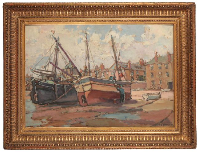 HURST BALMFORD (1871-1950) 'St Ives - Fishing Boats on the Wharf ' - Image 2 of 5