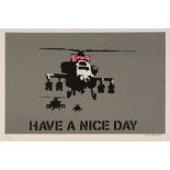 *NOT BANKSY (Contemporary) 'Have a Nice Day - Happy Choppers (Gray)'