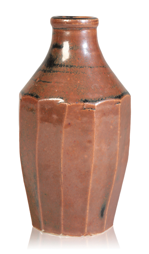 *JEREMY LEACH (b. 1941) FOR LOWERDOWN POTTERY: A SMALL CUT-SIDED STONEWARE VASE - Image 2 of 3